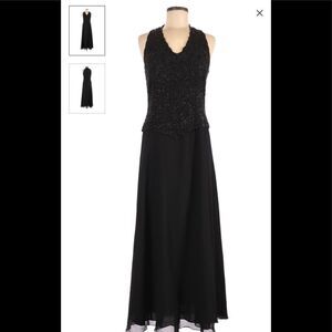 J Kara long black sleeveless beaded dress, size 6‎